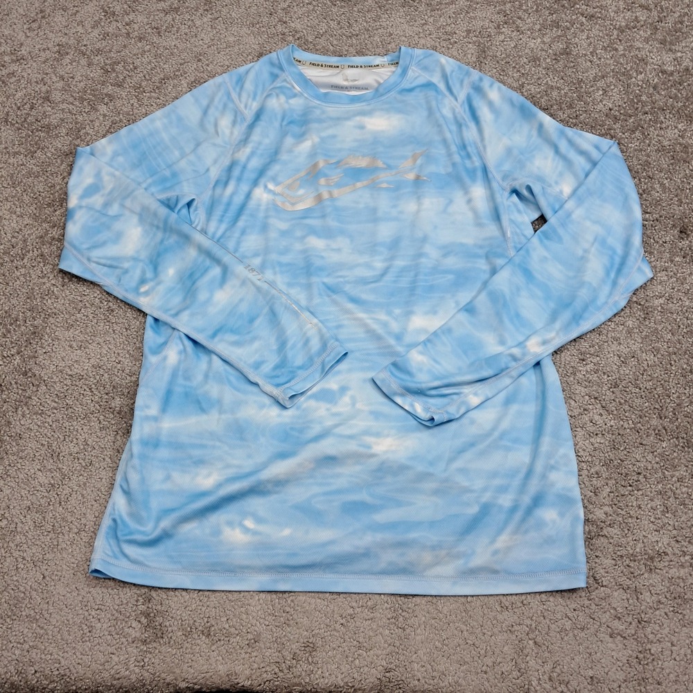 Field & Stream Mens Blue Water Ripple Fishing Performance Shirt Medium LS